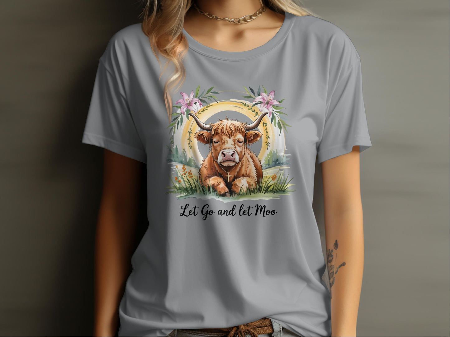 Let Go and Let Moo Highland Cow Graphic T-Shirt product