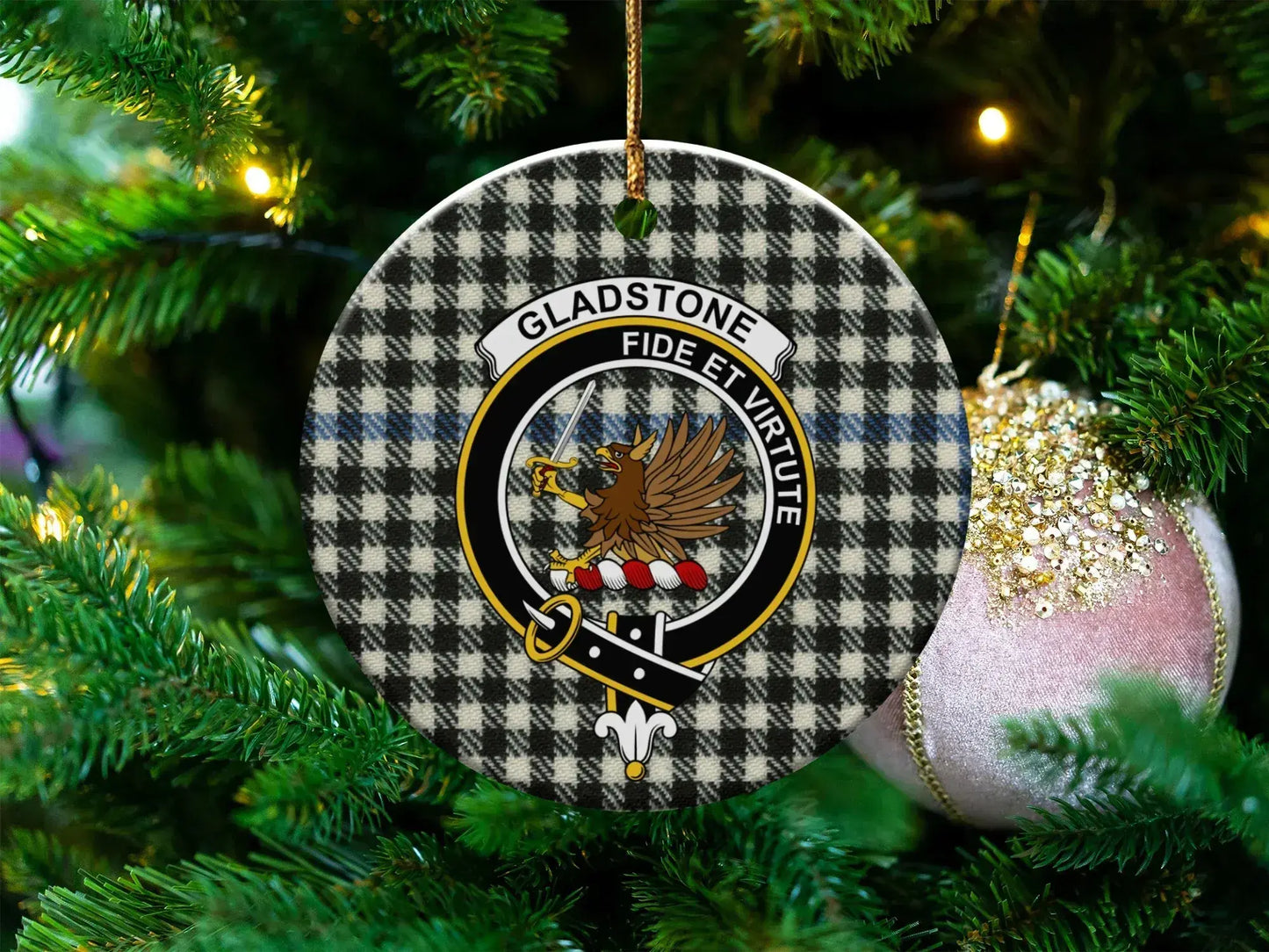 Gladstone Fide Et Virtute Emblem Plaid Ornament product type