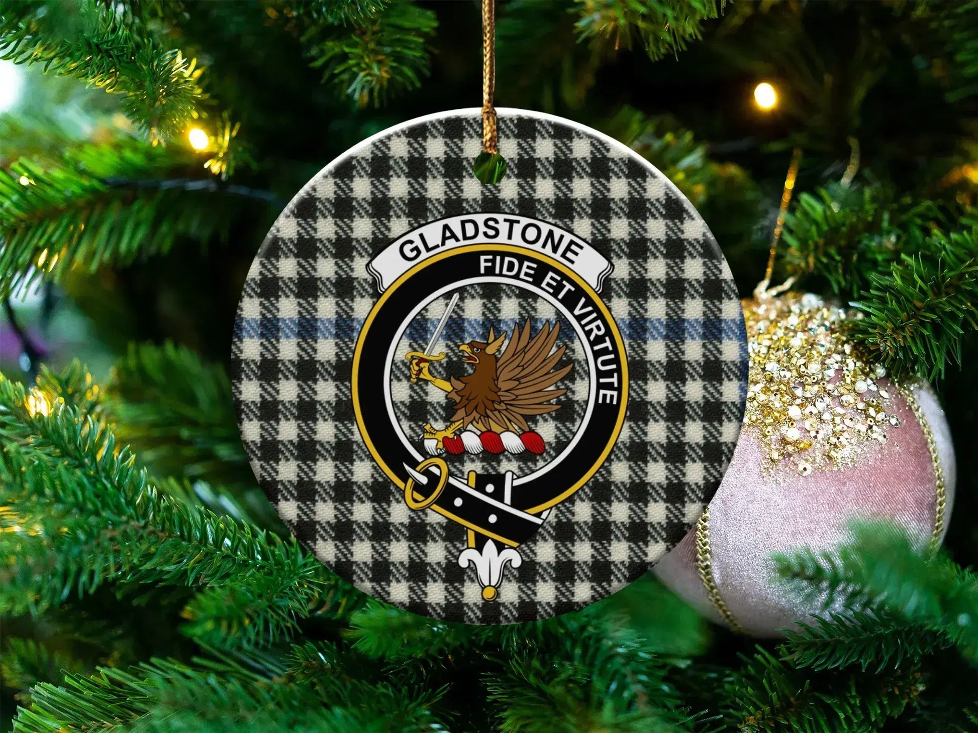 Gladstone Fide Et Virtute Emblem Plaid Ornament product type