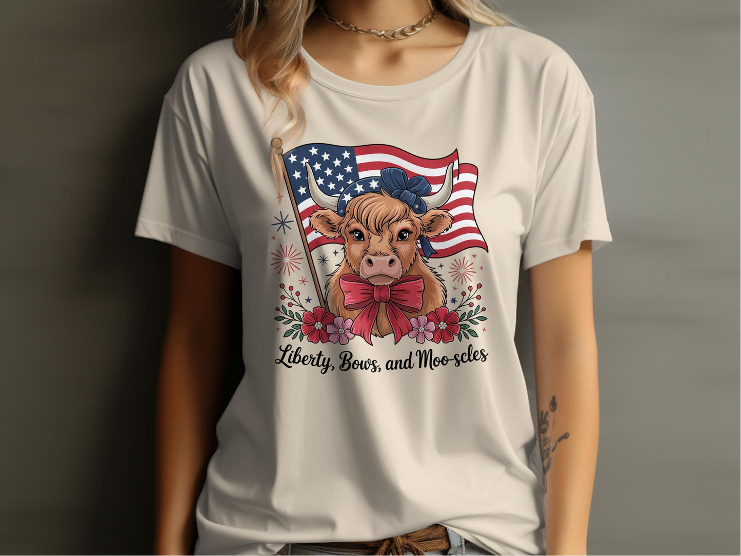 Liberty Bows and Moo-scles Graphic T-Shirt product type