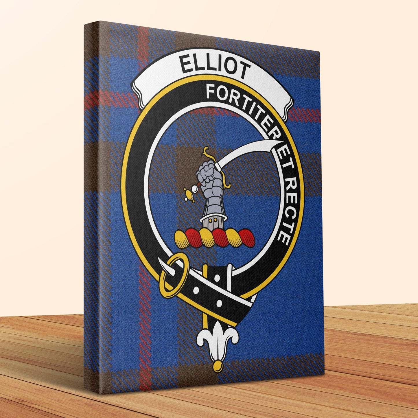Elliot Scottish Tartan Crest Fortiter Et Recte Canvas - Celtic Ancestry Gifts