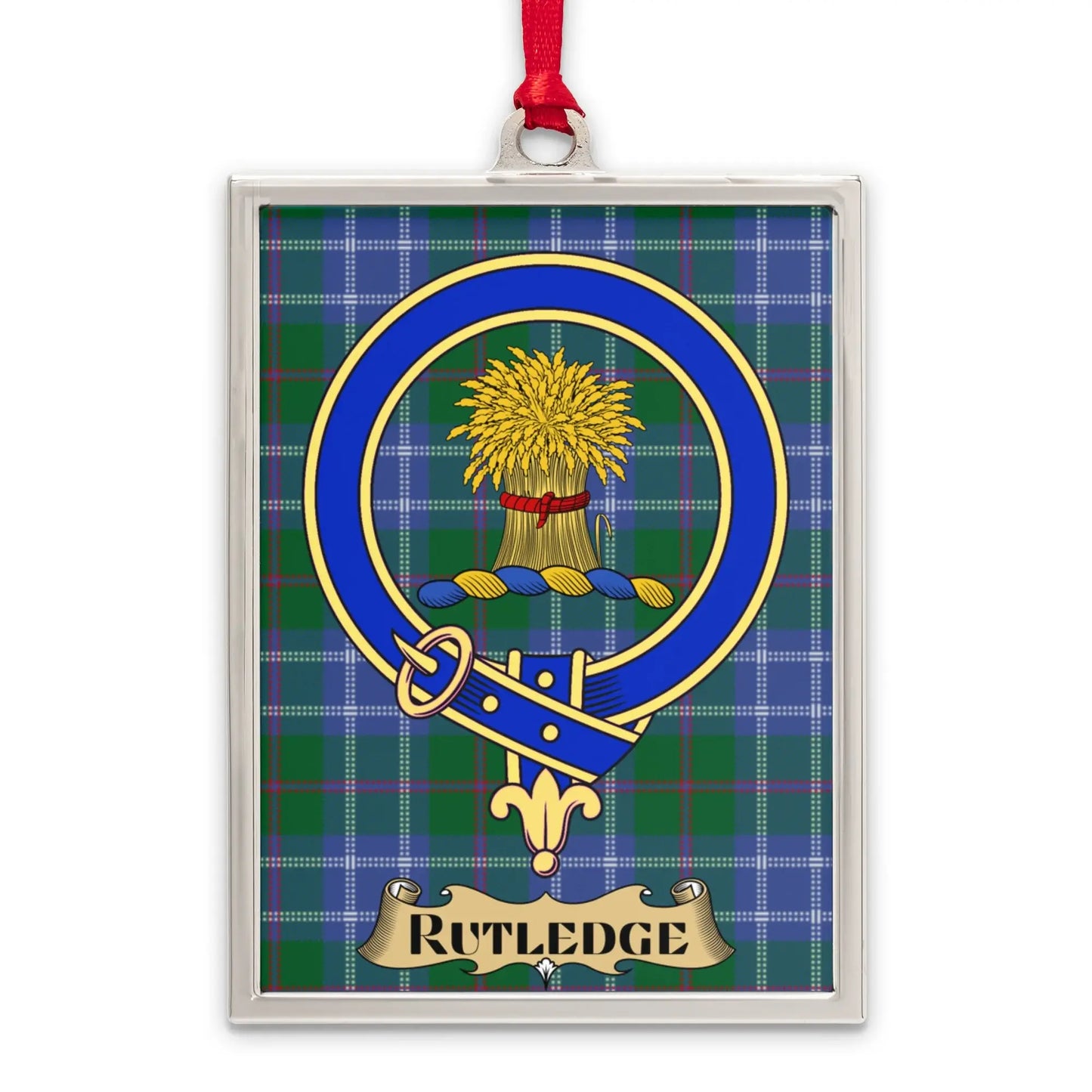 Rutledge Clan Crest Tartan Background Rectangular Product