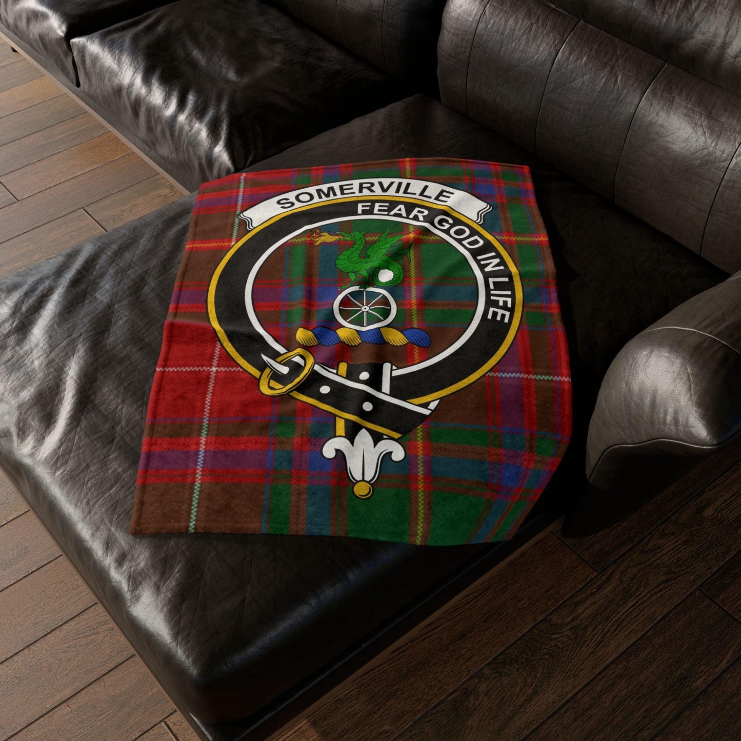 Sommerville Clan Tartan Blanket – Scottish Crest Throw - Celtic Ancestry Gifts