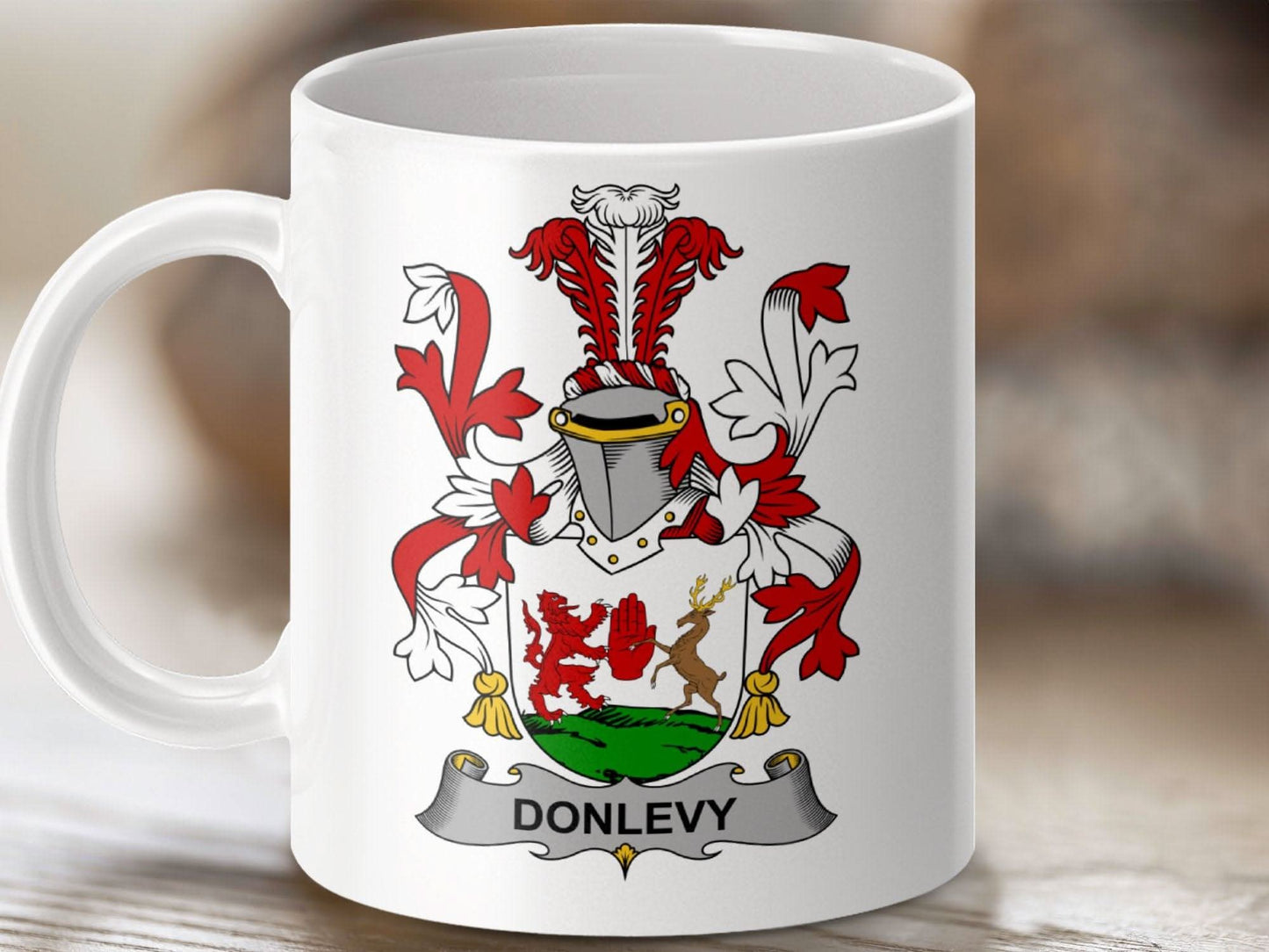 Donlevy Surname Irish Family Crest Mug - Celtic Ancestry Gifts