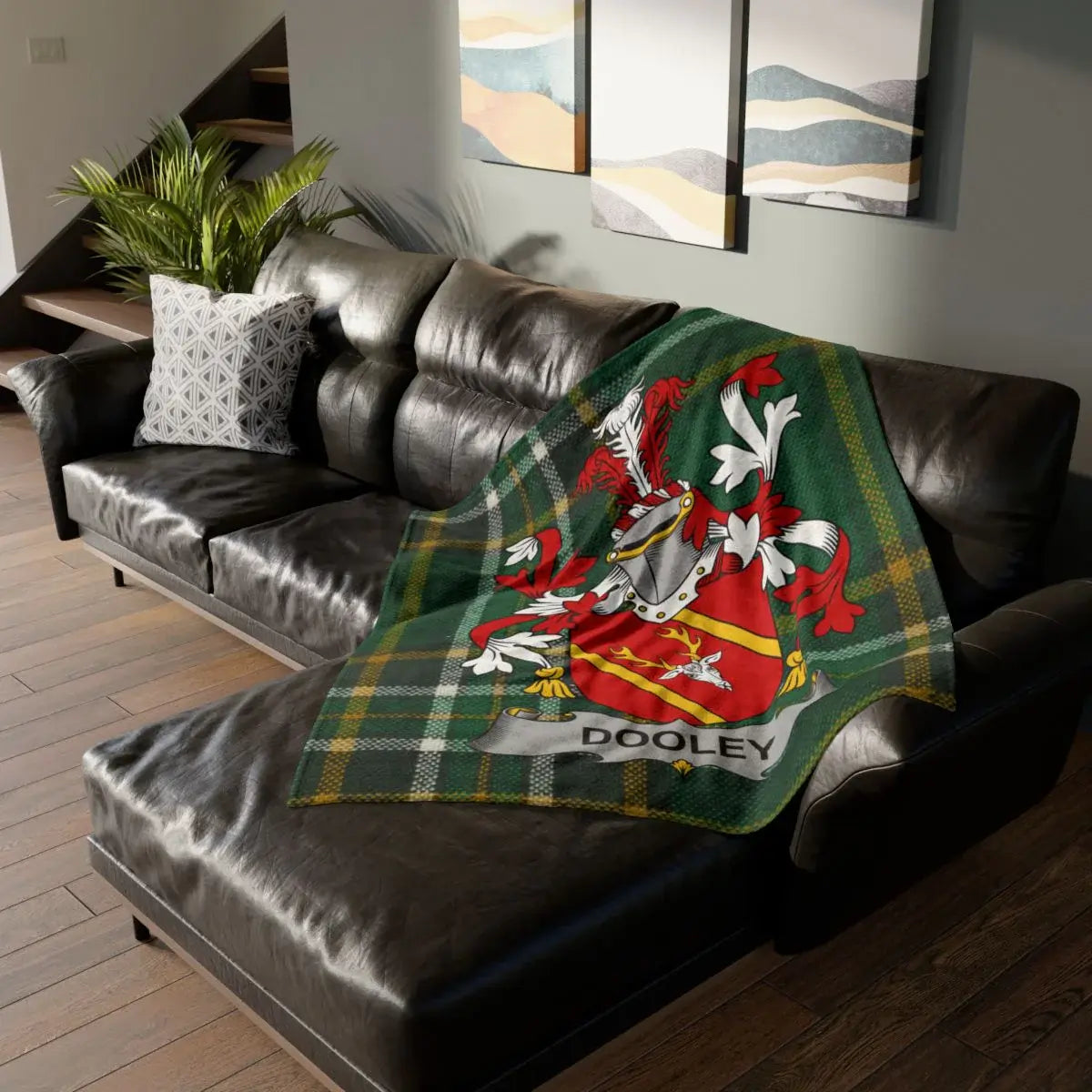 Dooley Family Crest Green Tartan Plaid Blanket product
