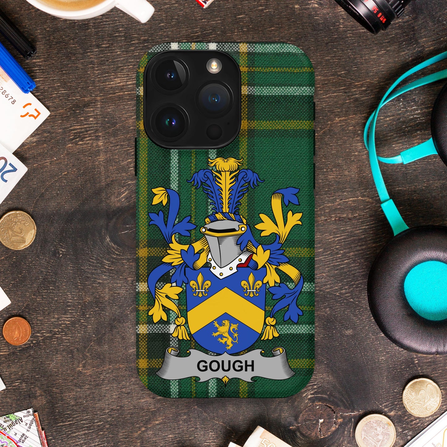 Gough Family Crest Design Green Tartan Phone Case product type