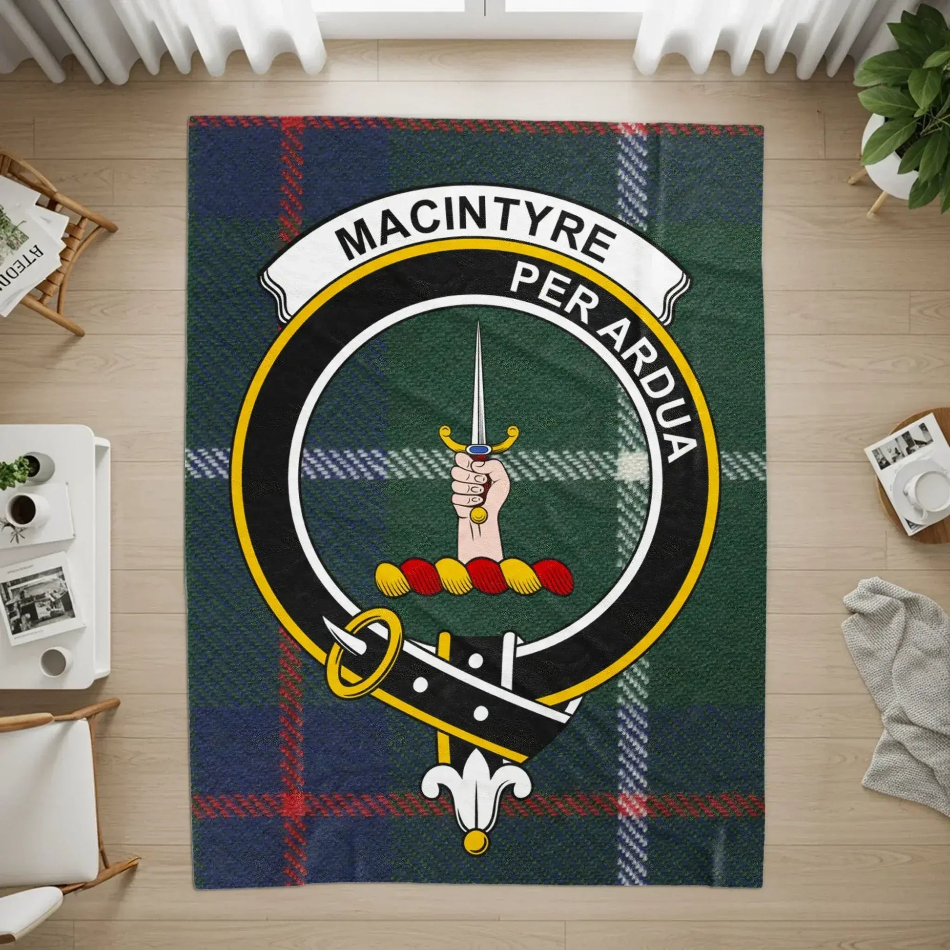Macintyre Per Ardua Clan Plaid Emblem Rug product