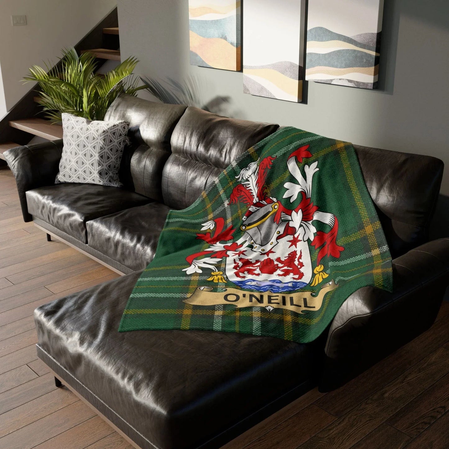 O'Neill Surname Irish Coat Of Arms Tartan Blanket