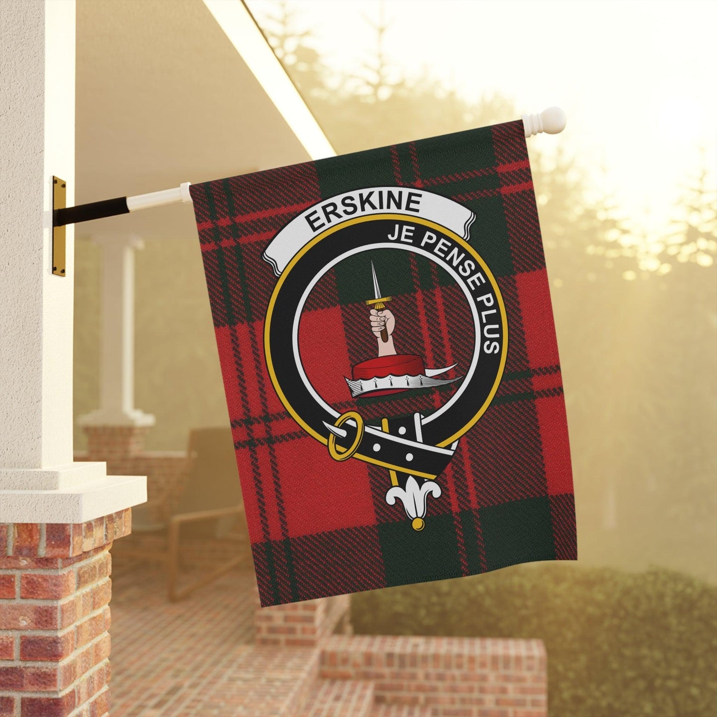 Erskine Clan Scottish Tartan Garden Flag - Celtic Ancestry Gifts