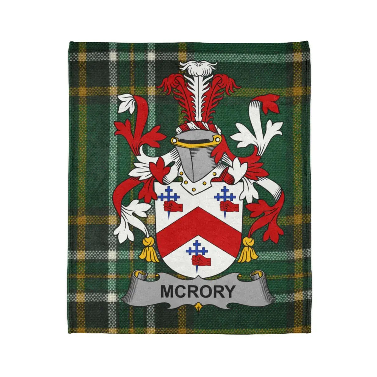 McRory Family Crest on Tartan Background Blanket product type