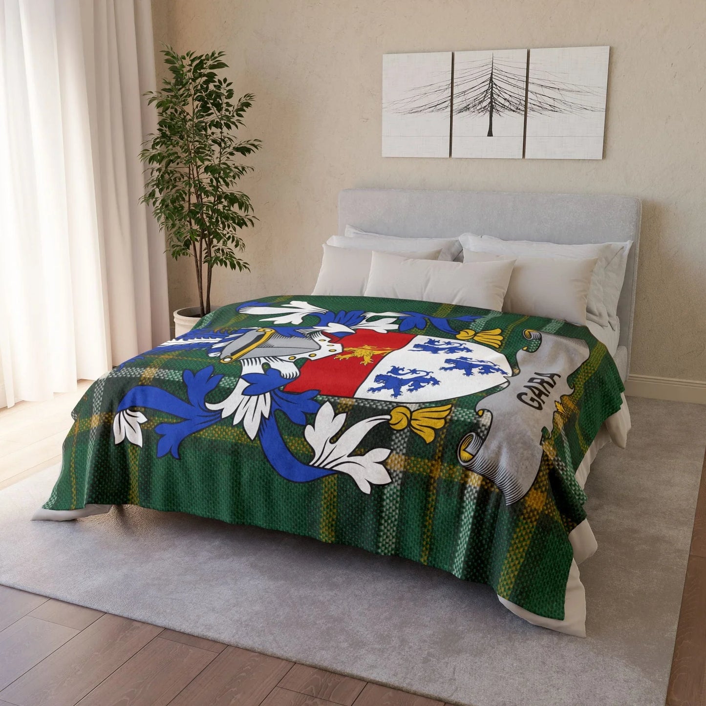 Gara Surname Irish Coat Of Arms Tartan Blanket