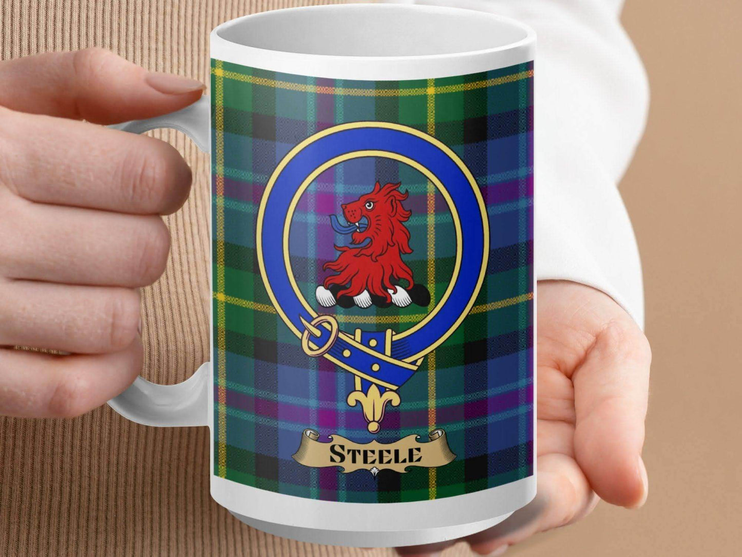 Steele Clan Tartan Mug With Family Crest product type
