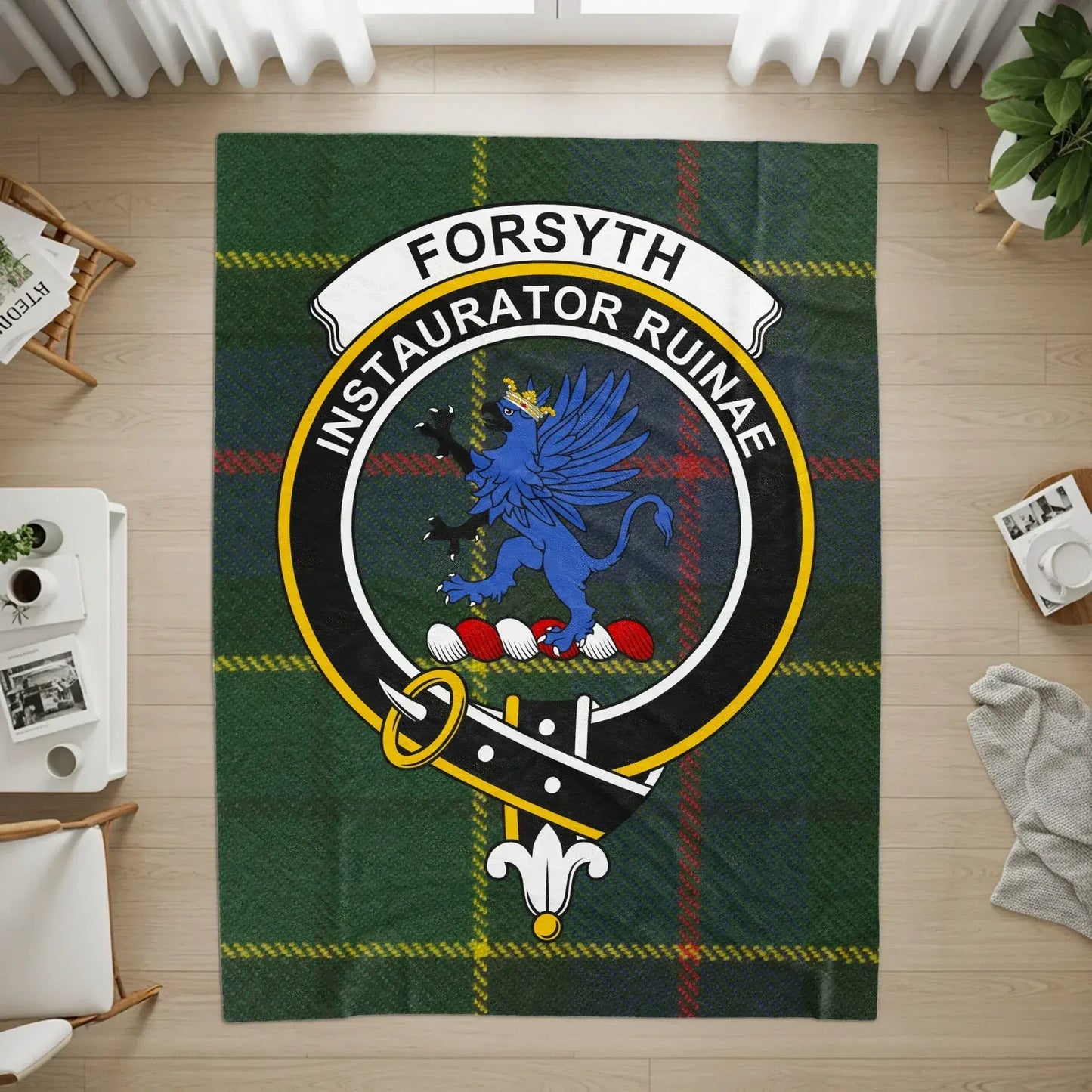 Forsyth Clan Crest Tartan Emblem Area Rug product