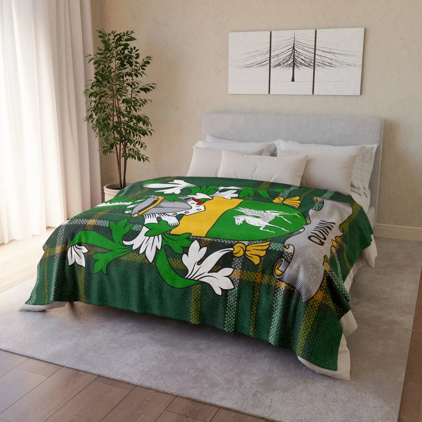Quinn Surname Irish Coat Of Arms Tartan Blanket