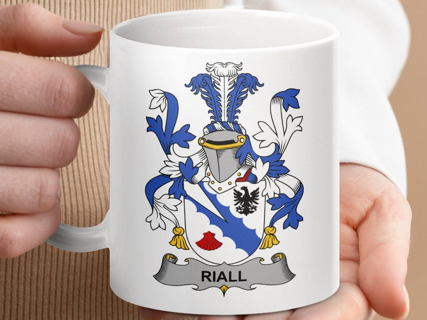 Riall Irish Family Crest Heraldic Emblem Mug - Celtic Ancestry Gifts