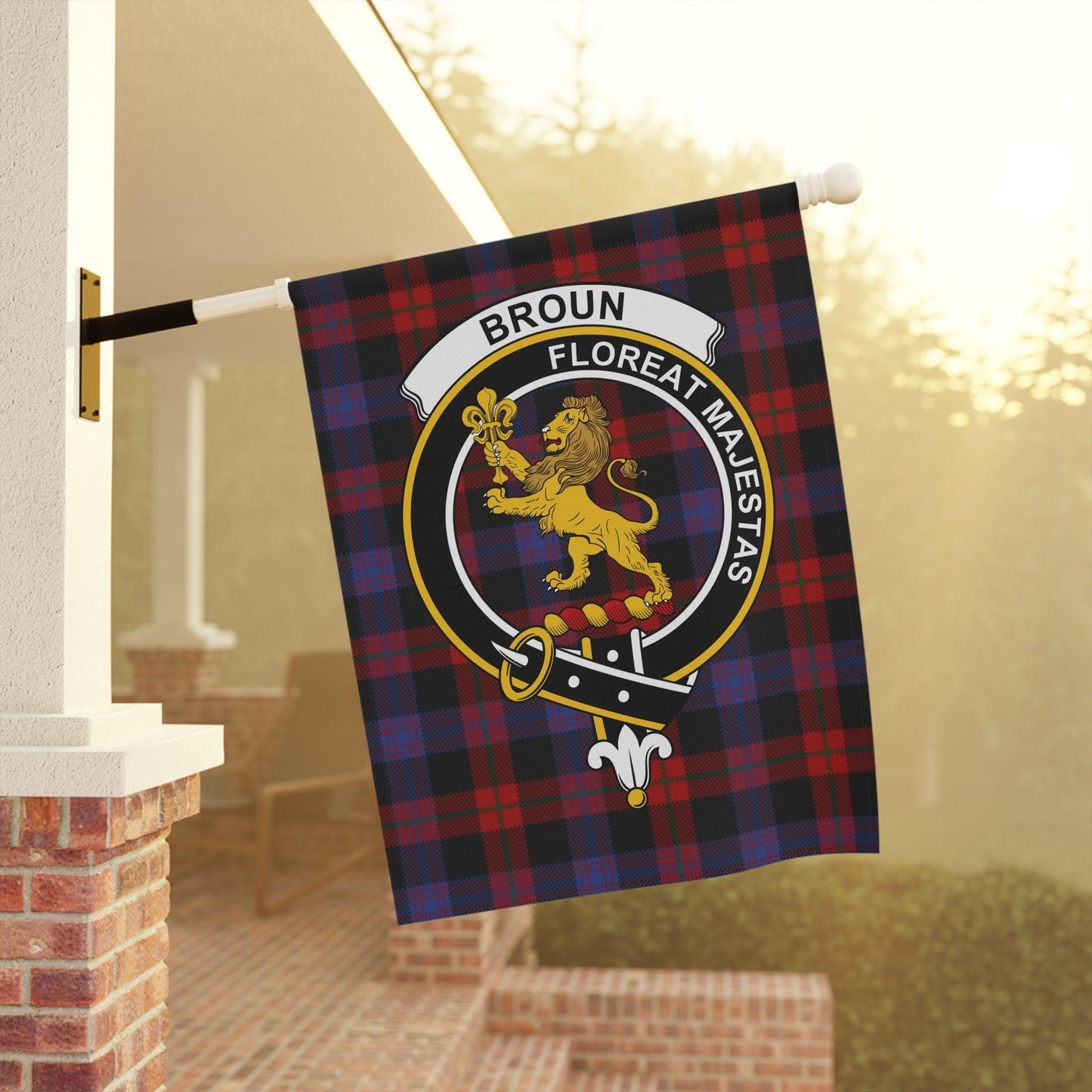 Broun Clan Scottish Tartan Garden Flag - Celtic Ancestry Gifts