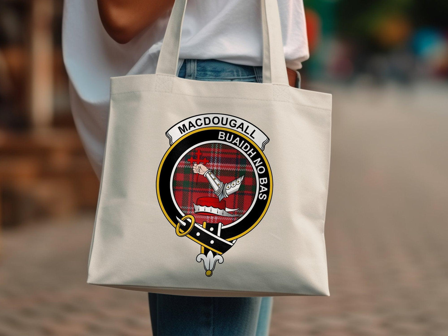 MacDougall Clan Crest Tartan Tote Bags - Celtic Ancestry Gifts