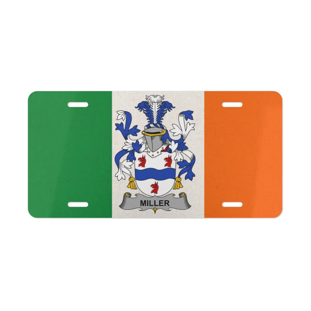 Irish Flag with Family Crest License Plate product