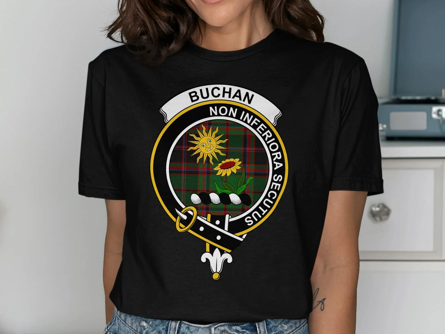 Buchan Non Inferiora Secundis Crest Black T-Shirt product