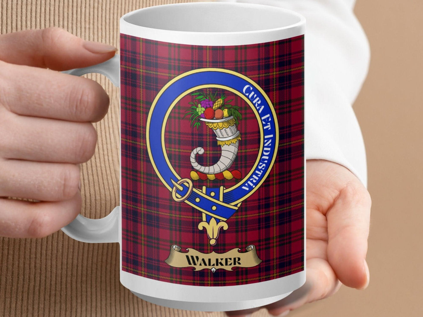 Clan Walker Tartan Pattern Mug with Crest Design product type