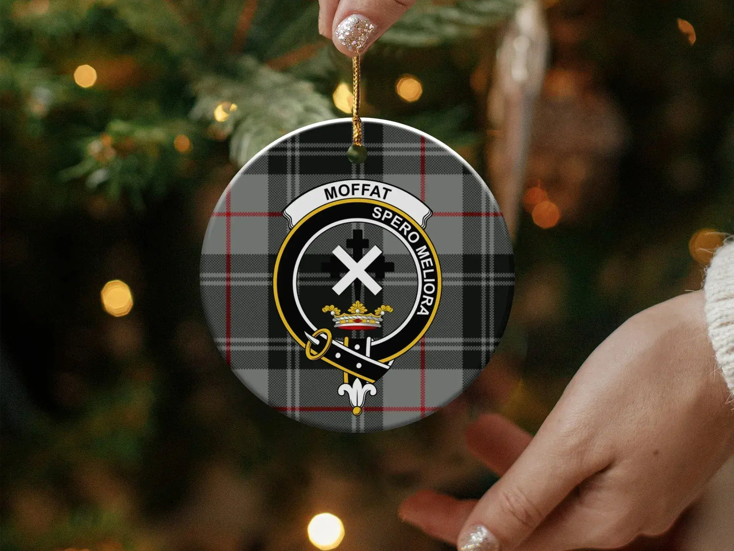 Moffat Spero Meliora Clan Crest Plaid Ornament product type