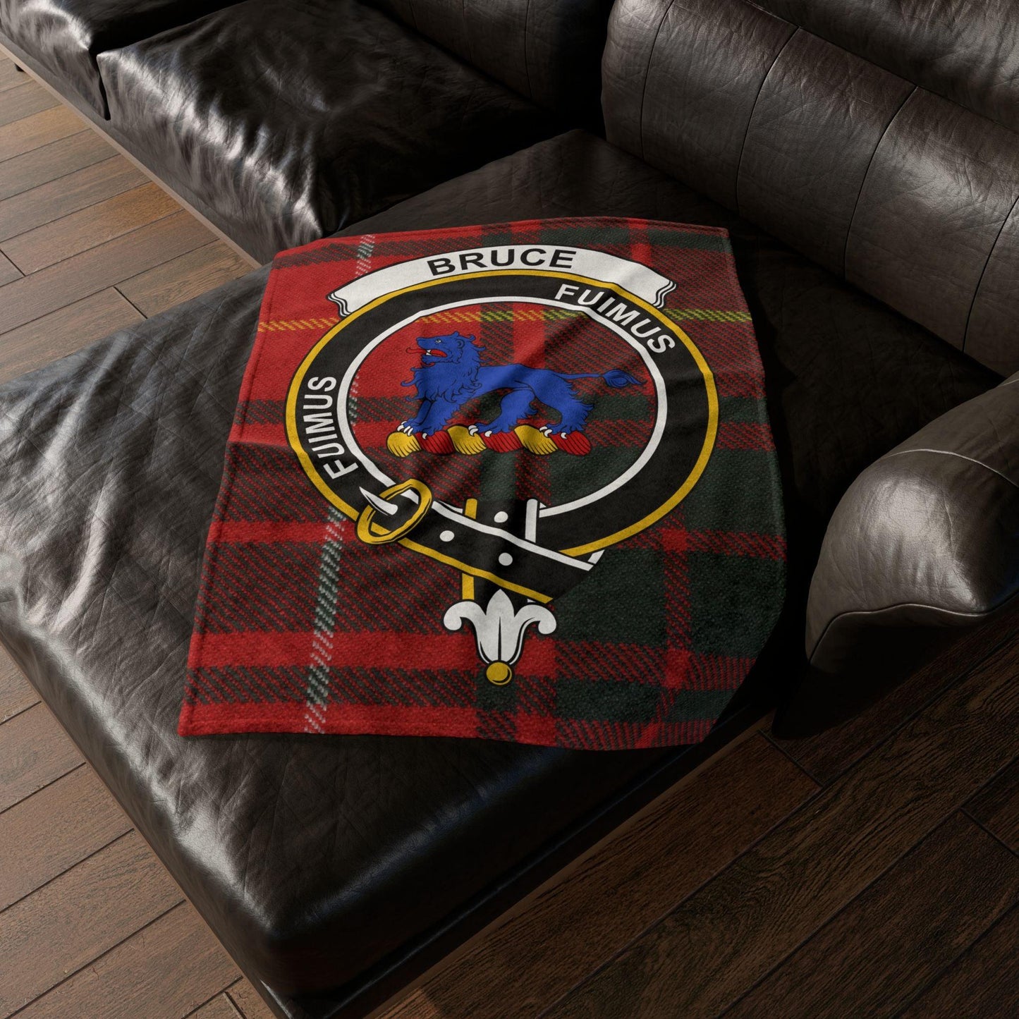 Bruce Clan Crest Scottish Tartan Blanket