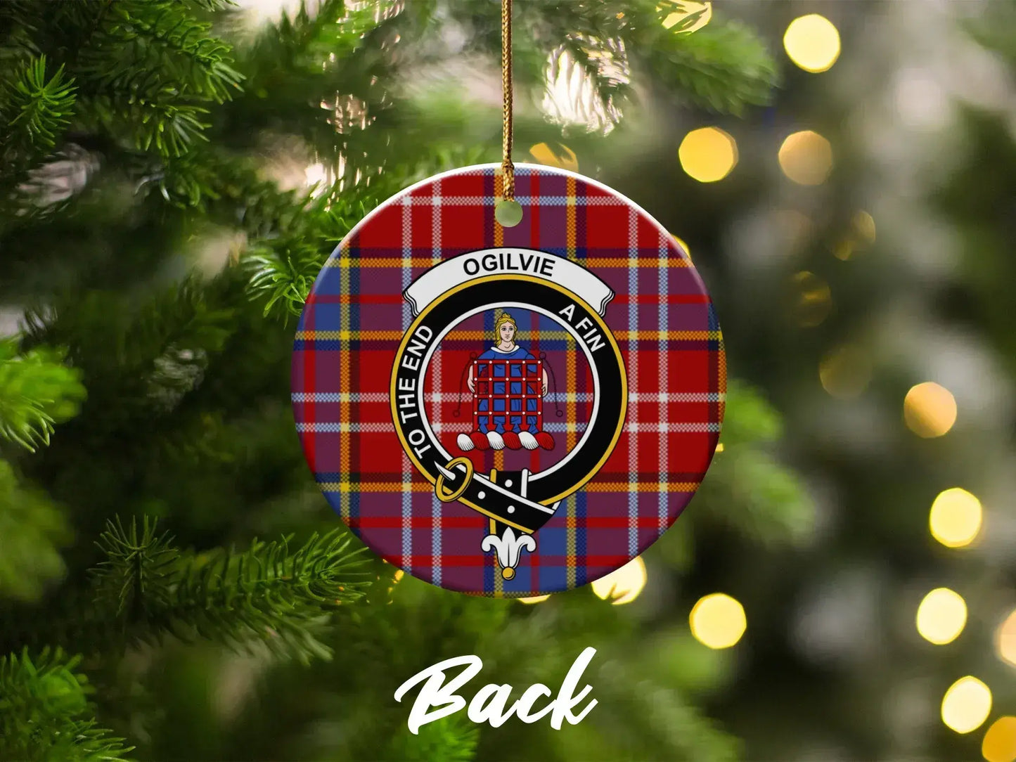 Red and Blue Tartan Christmas Ornament product type