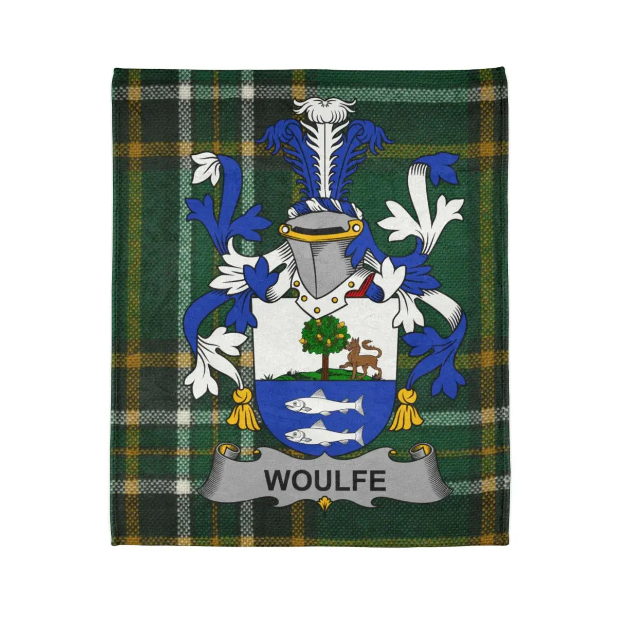Woulfe Coat of Arms Family Crest Green Tartan product type