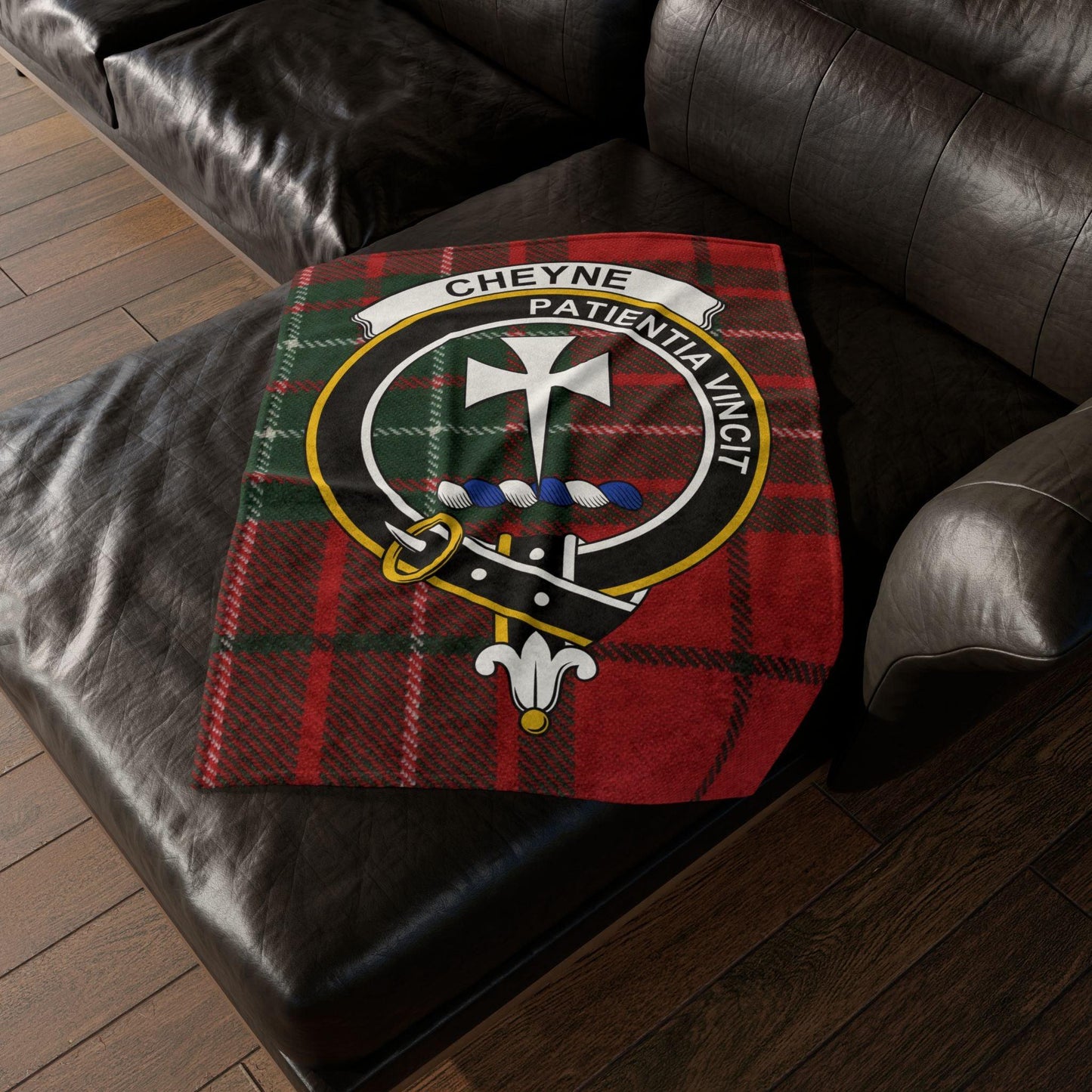 Cheyne Clan Crest Scottish Tartan Blanket - Celtic Ancestry Gifts