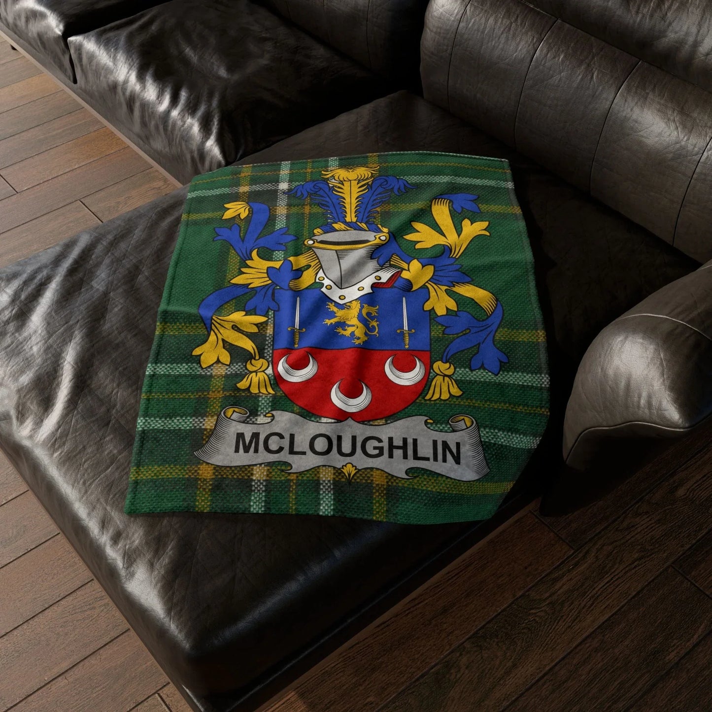 McLoughlin Surname Irish Coat Of Arms Tartan Blanket