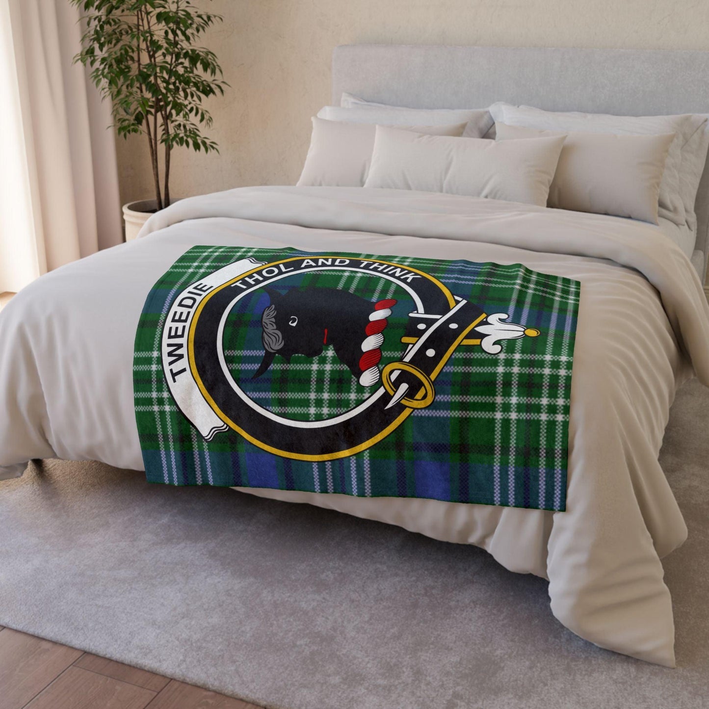 Tweedie Clan Tartan Blanket – Scottish Crest Throw - Celtic Ancestry Gifts