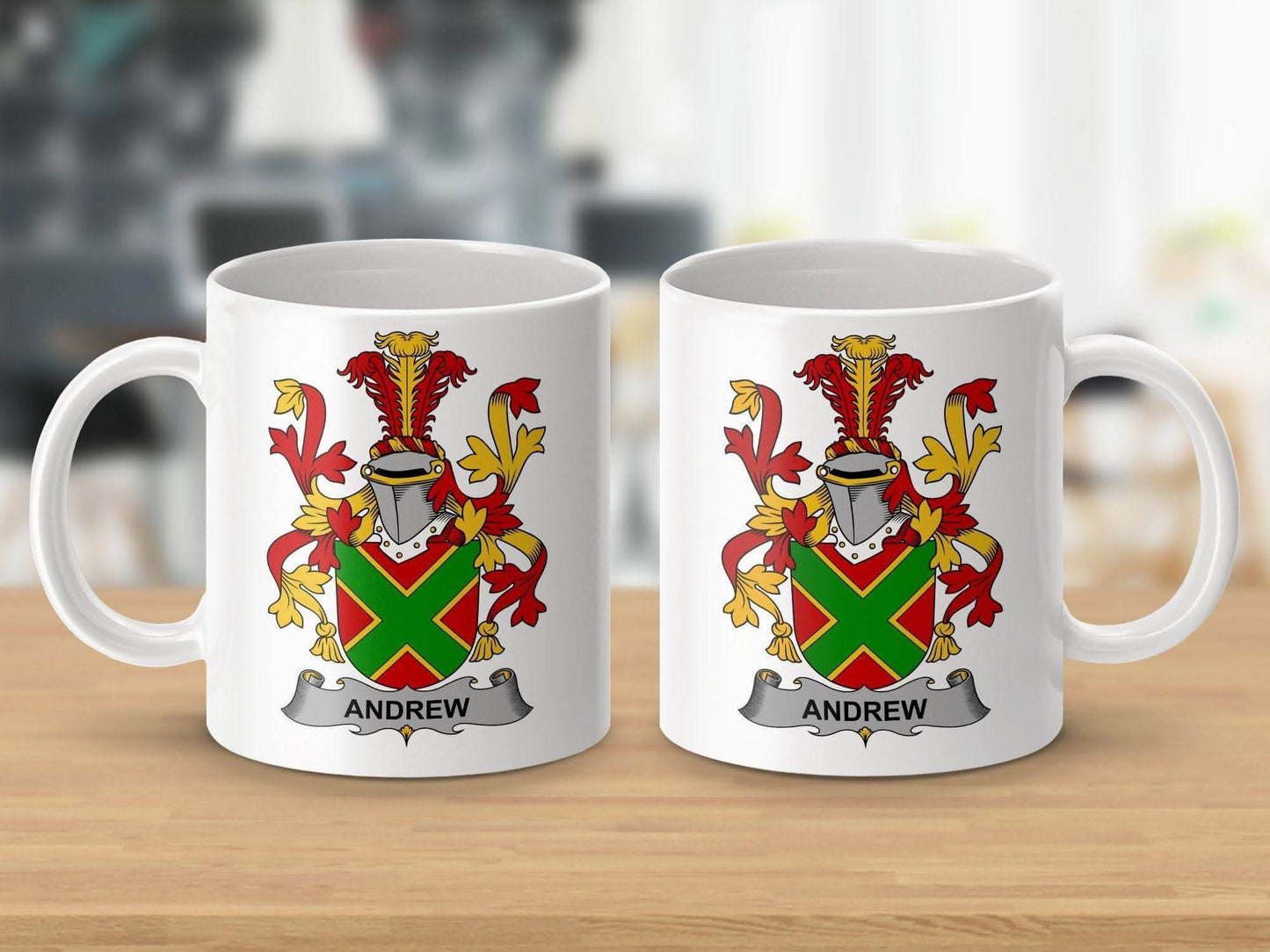 Andrew Irish Surname Family Crest Heraldry Graphic Mug - Celtic Ancestry Gifts