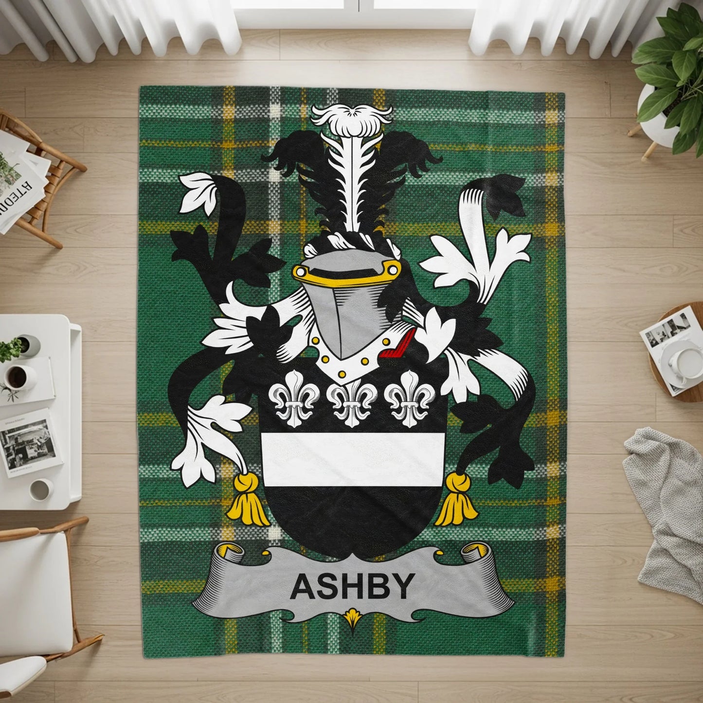 Personalized Ashby Family Crest Green Tartan Rug product type