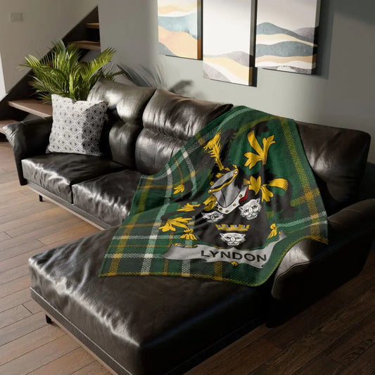 Lyndon Clan Tartan Crest Throw Blanket product