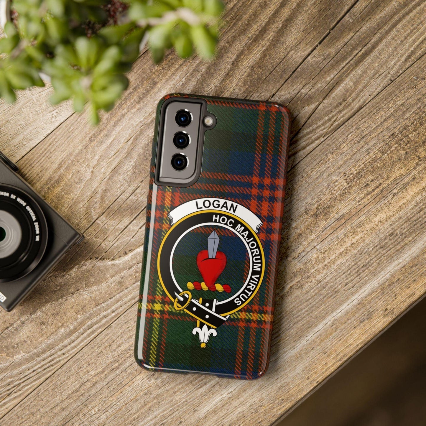 Logan Scottish Clan Crest Tartan Background Cell Phone Case - Celtic Ancestry Gifts