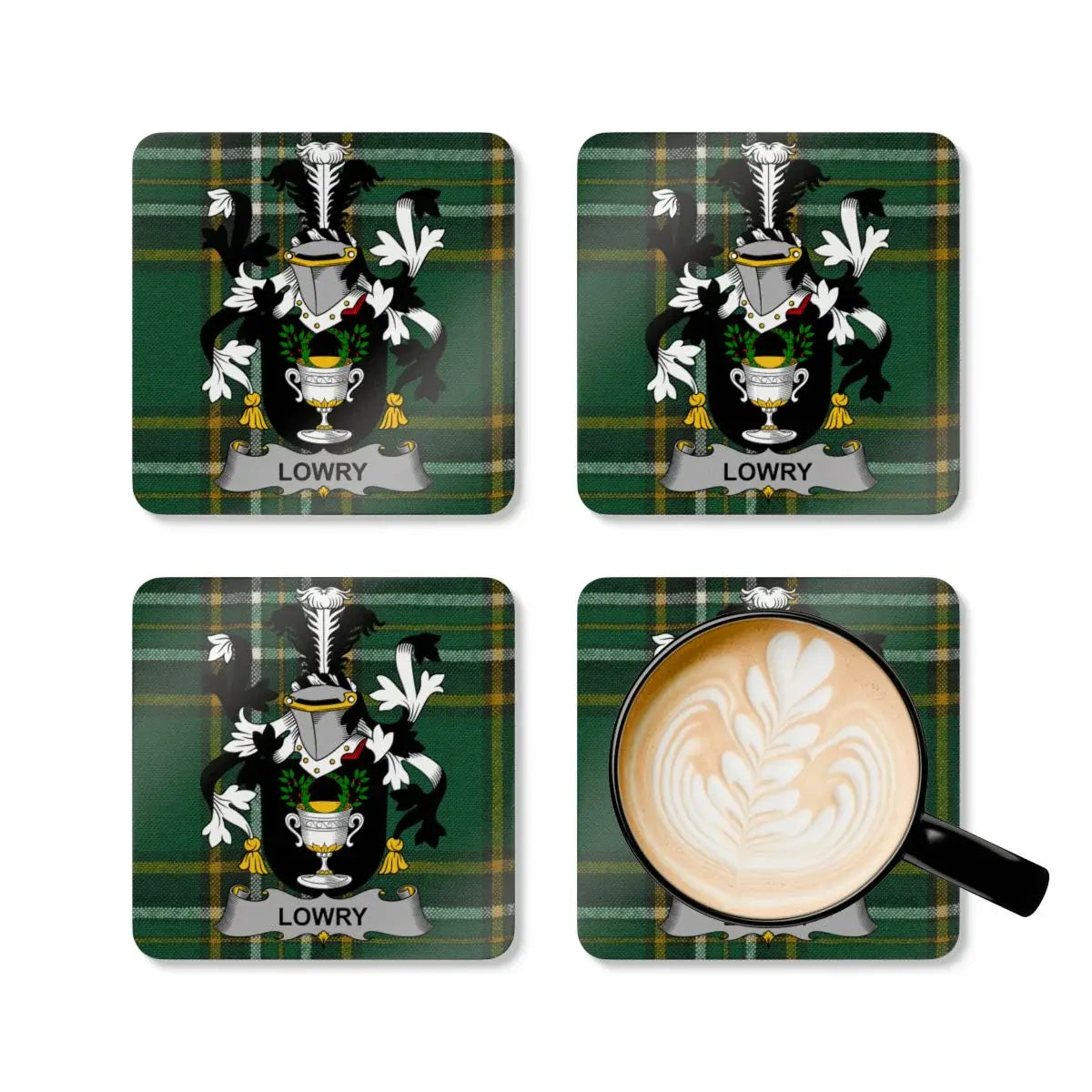 Lowry Family Clan Plaid Personalized Coaster product type
