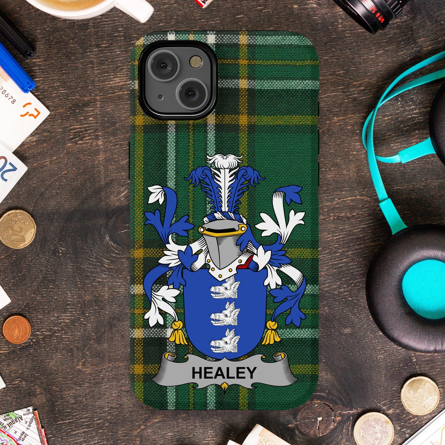 Healey Coat of Arms Green Plaid Pattern Phone Case product type