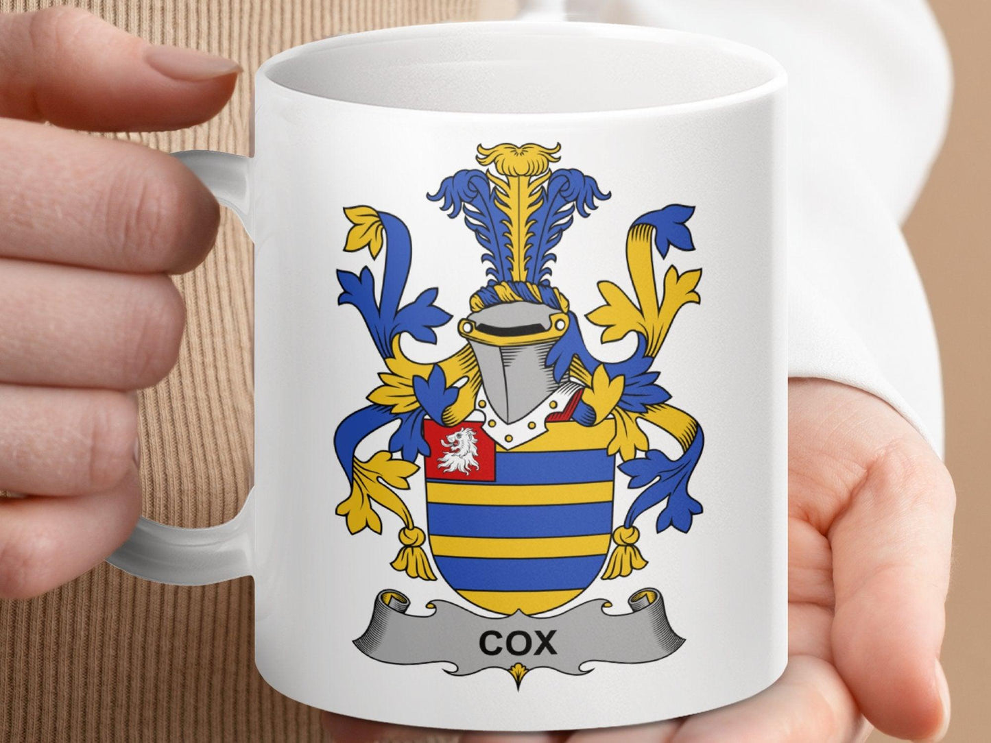 Cox Surname Irish Family Crest Mug - Celtic Ancestry Gifts