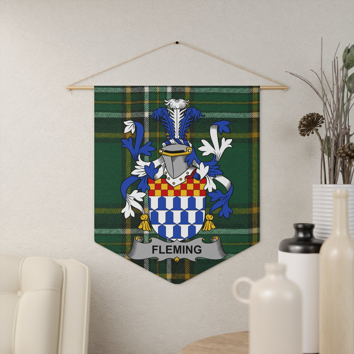 Fleming Family Crest Plaid Wall Hanging for Home product