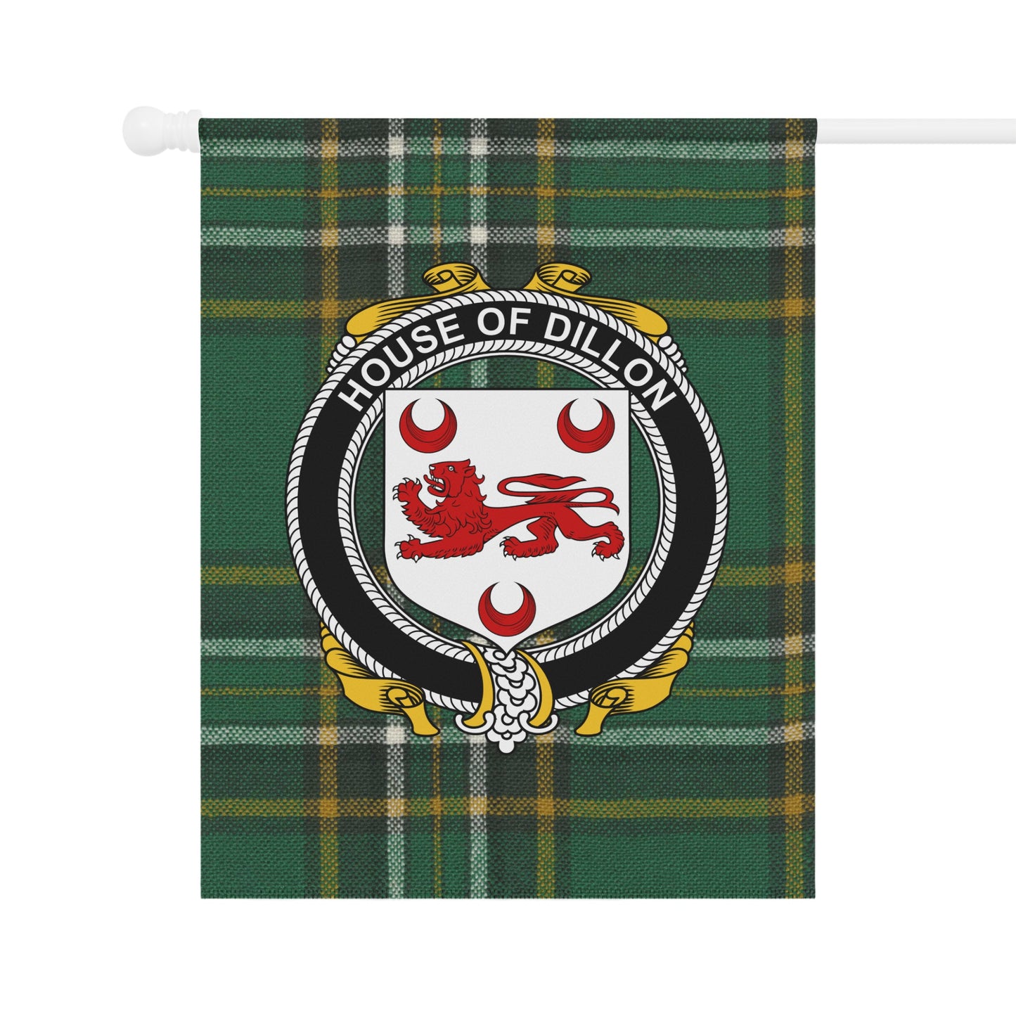 House of Dillon Crest Green Plaid Flag