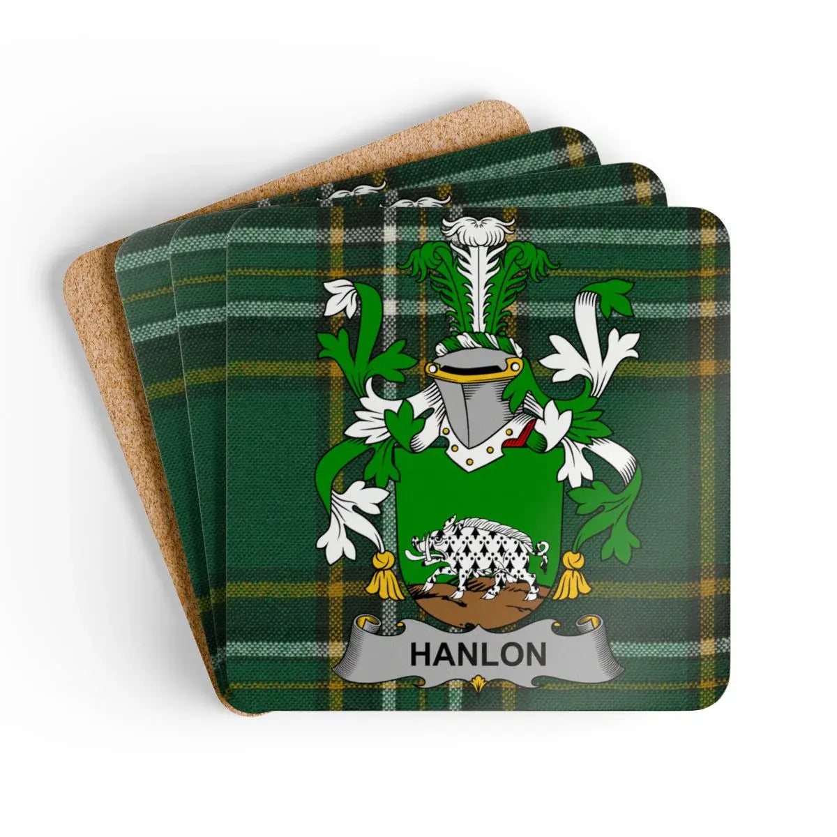 Hanlon Green Plaid Coaster Set Unique Drink Coaster product type