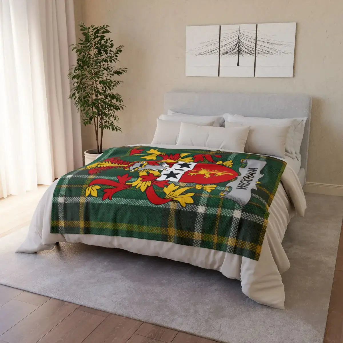 Cozy and Warm Red and Green Family Crest Blanket product