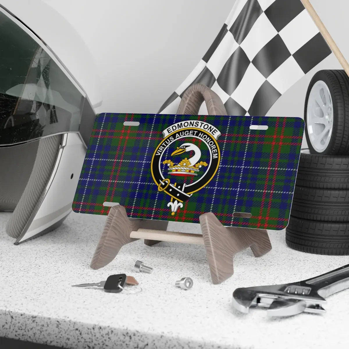 Unique Vintage Motorsport Plaid License Plate product