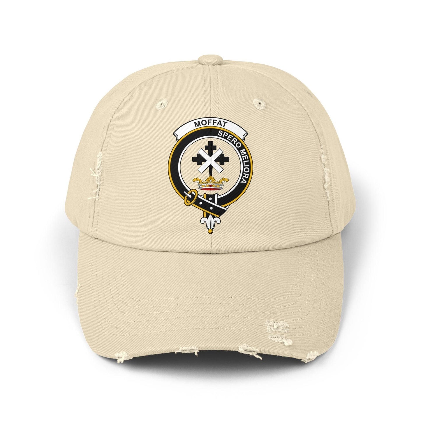 Moffat Clan Crest Scottish Distressed Baseball Cap - Celtic Ancestry Gifts