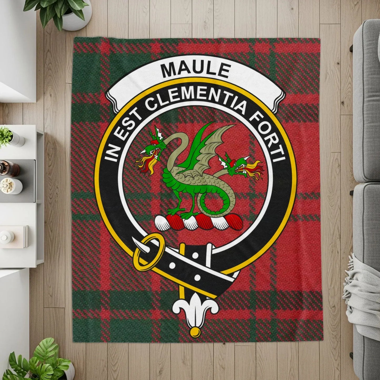 Clan Maule Dragon Emblem Plaid Blanket Throw product type
