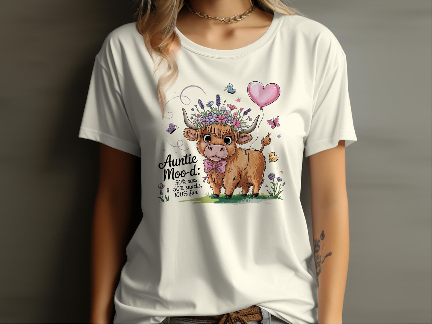 Cute Auntie Moo-d Cow Graphic Tee Shirt product