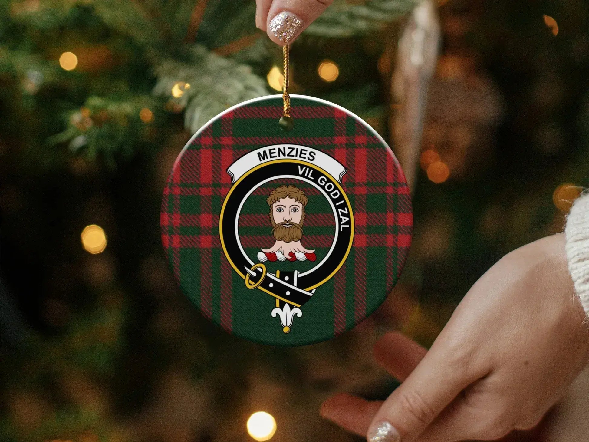 Scottish Tartan Clan Menzies Family Crest Ornament product