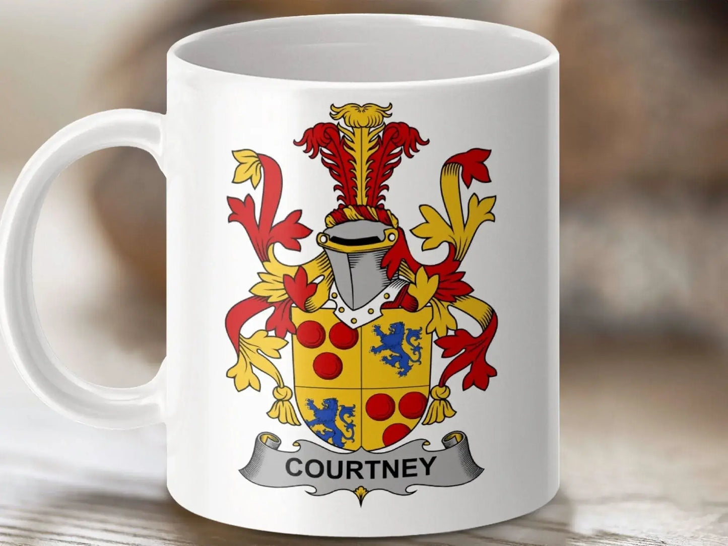 Courtney Surname Irish Family Crest Mug - Celtic Ancestry Gifts