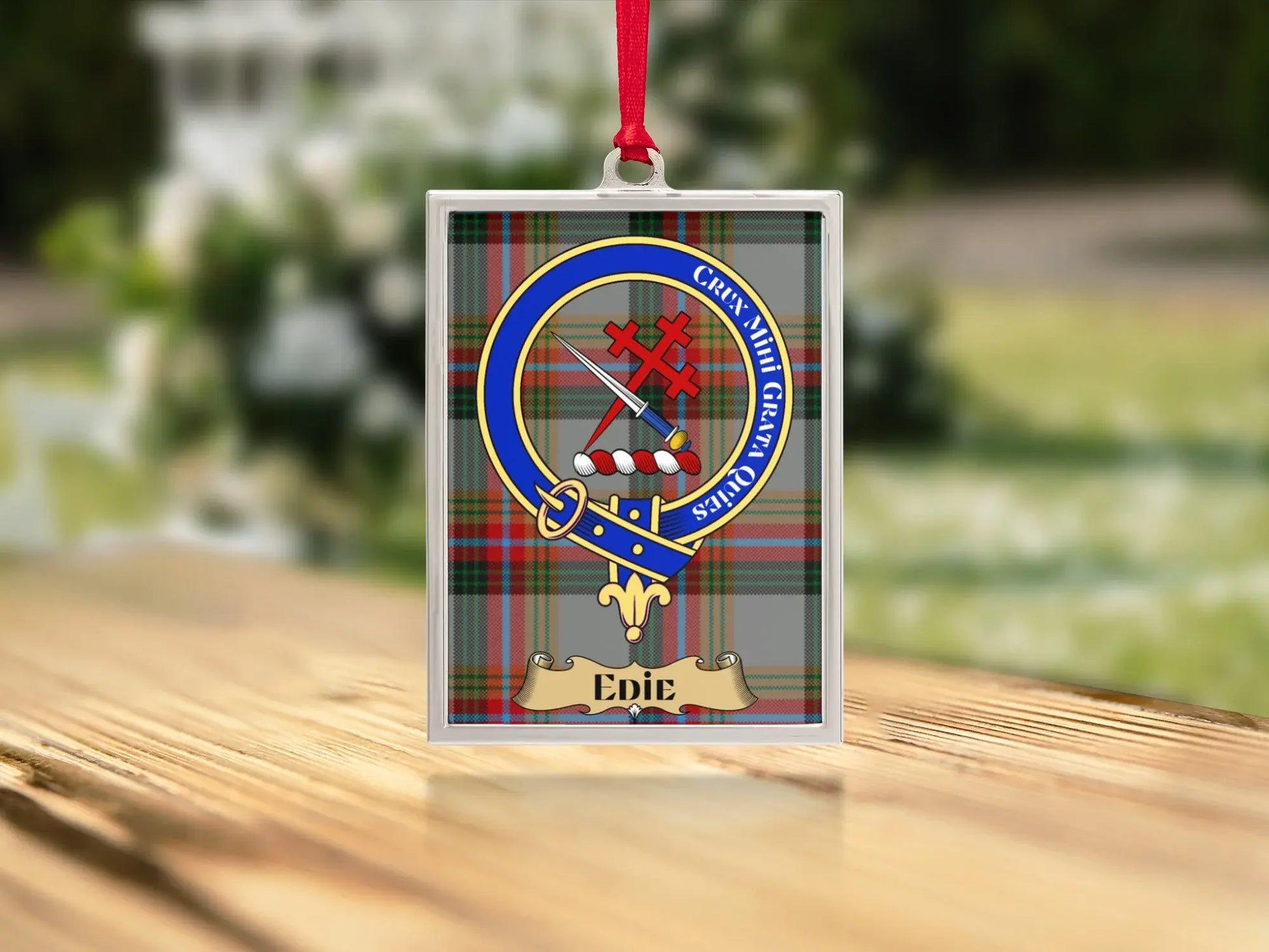 Customizable Scottish Clan Crest Plaid Ornament product type