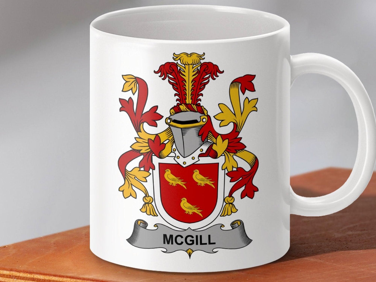 McGill Family Crest Coat of Arms Emblem Mug - Celtic Ancestry Gifts